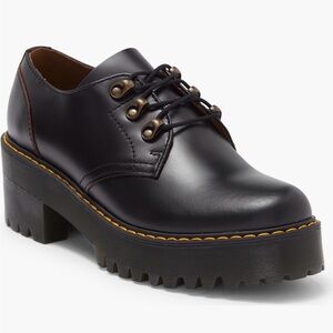 Doc Martens Leona Black Leather Chunky Loafers